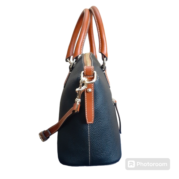 SALE! Large Dooney & Bourke Geena Leather Dome Satchel Black - Picture 2 of 16